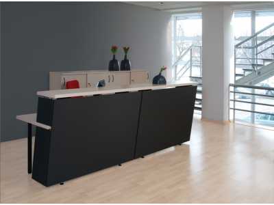 Tera Reception Desk Range - Dark Grey/Birch Tops